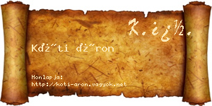 Kóti Áron névjegykártya